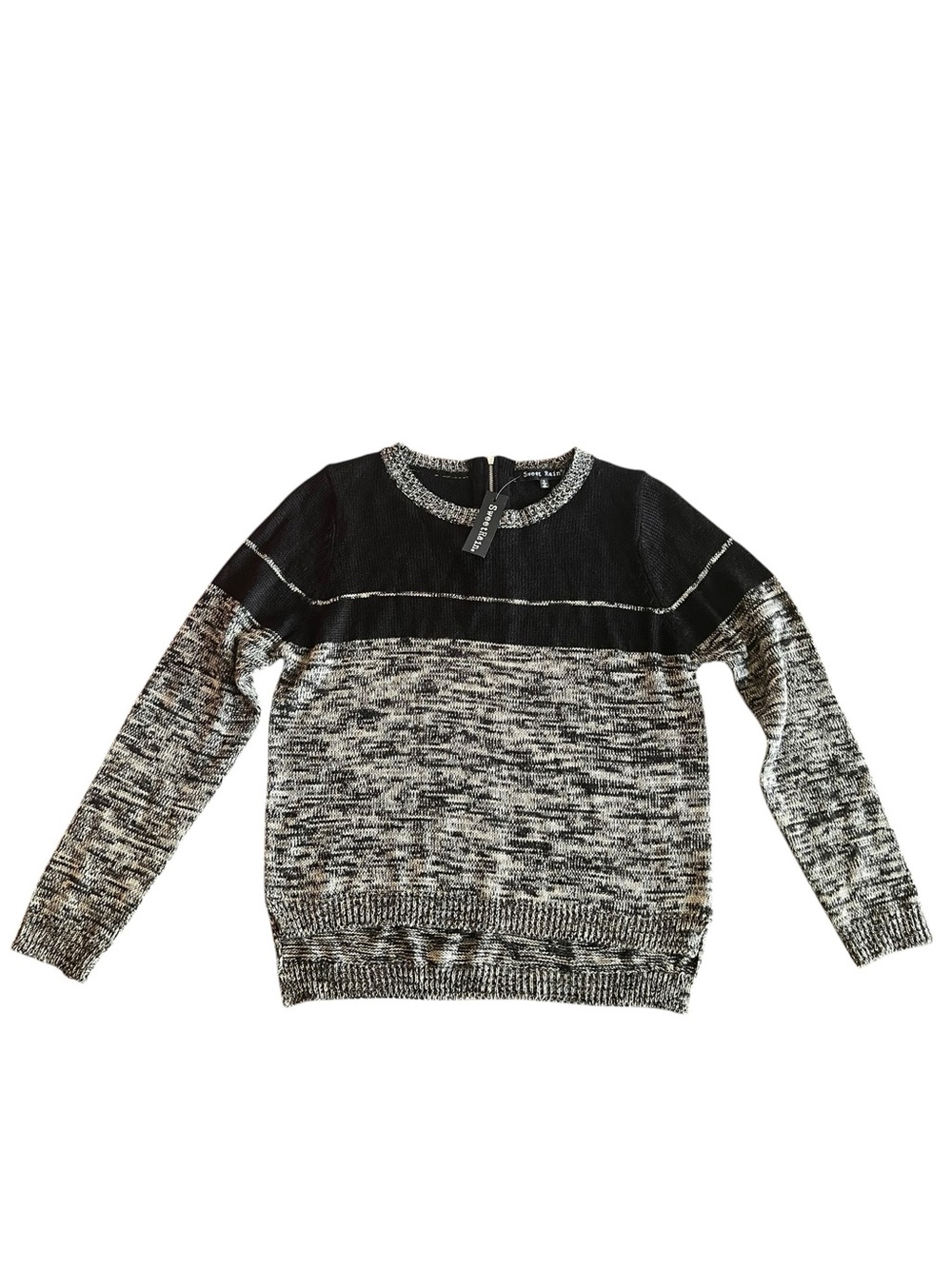 SWEET RAIN Sweater Sz S Black Berry Colorblock Long Sleeve Top NWT Lightweight